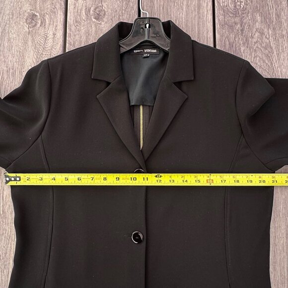 GEN by Figen Özdenak Womens Knee Length Black Flowy Jacket Gold Zip Detail EU 44 - Picture 5 of 7